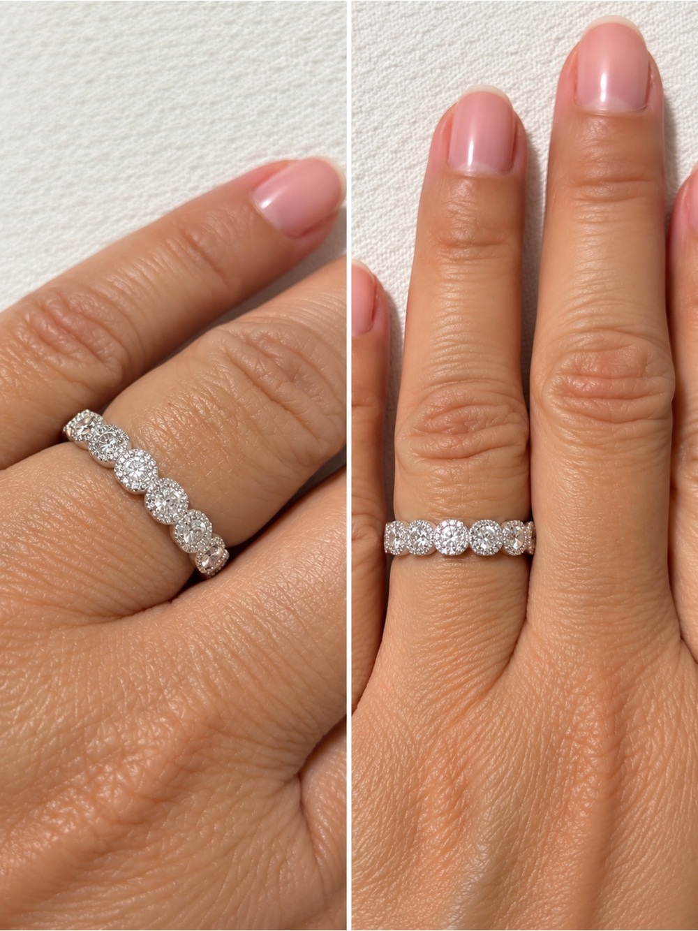 Diamond Halo Round Eternity Band - White Gold